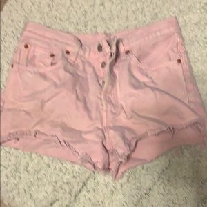 Pink denim Levi Shorts